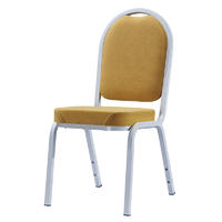 Round Yellow Upholstered White Painting Aluminum Stackable Chair YD-1022