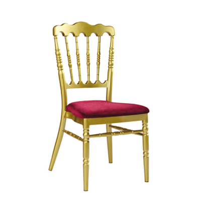 Velvet Upholstered Golden Banquet Wedding Event Napoleon Stacking Chair YC-013