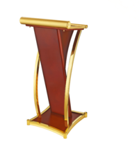 Golden Painting Hotel Conference Room Stainless Steel Wooden Rostrum-D