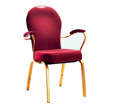 Red Upholstered Hotel Banquet Conference Room Rocking Back Aluminum Armrest Chair #YB-007