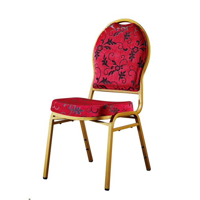 Round Back Flower Design Gloden Painting Banquet Restaurant  Metal Stacking Chair YE-044