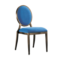 Hot Sale Navy Blue Upholstered Round Back Aluminum Restaurant Event Chair YD-087