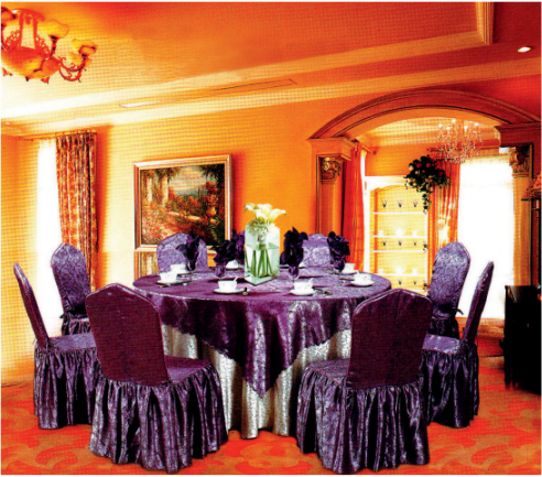 100% POLYESTER JACQUARD RUFFLED HOTEL BANQUET WEDDING UNIVERSAL CHAIR COVER Y-088