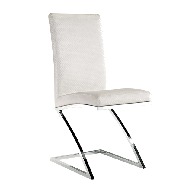 Z SHAPE LEGS STAINLESS STEEL CHAIR WHITE LEATHER CHAIR  YA-084