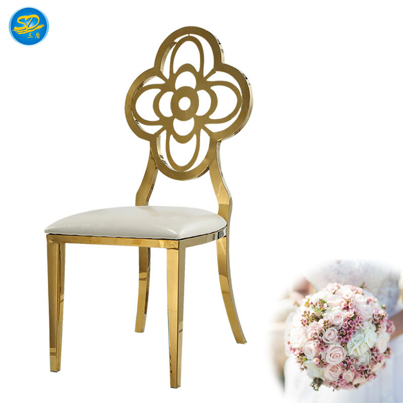 FLOWER BACK DESIGN GOLDEN HOTEL EVENT PARTY STAINLESS STEEL CHAIR YS-014