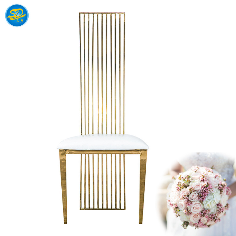 HIGH BACK DESIGN EVENT PARTY RENTAL GOLDEN STAINLESS STEEL CHAIR  YS-017
